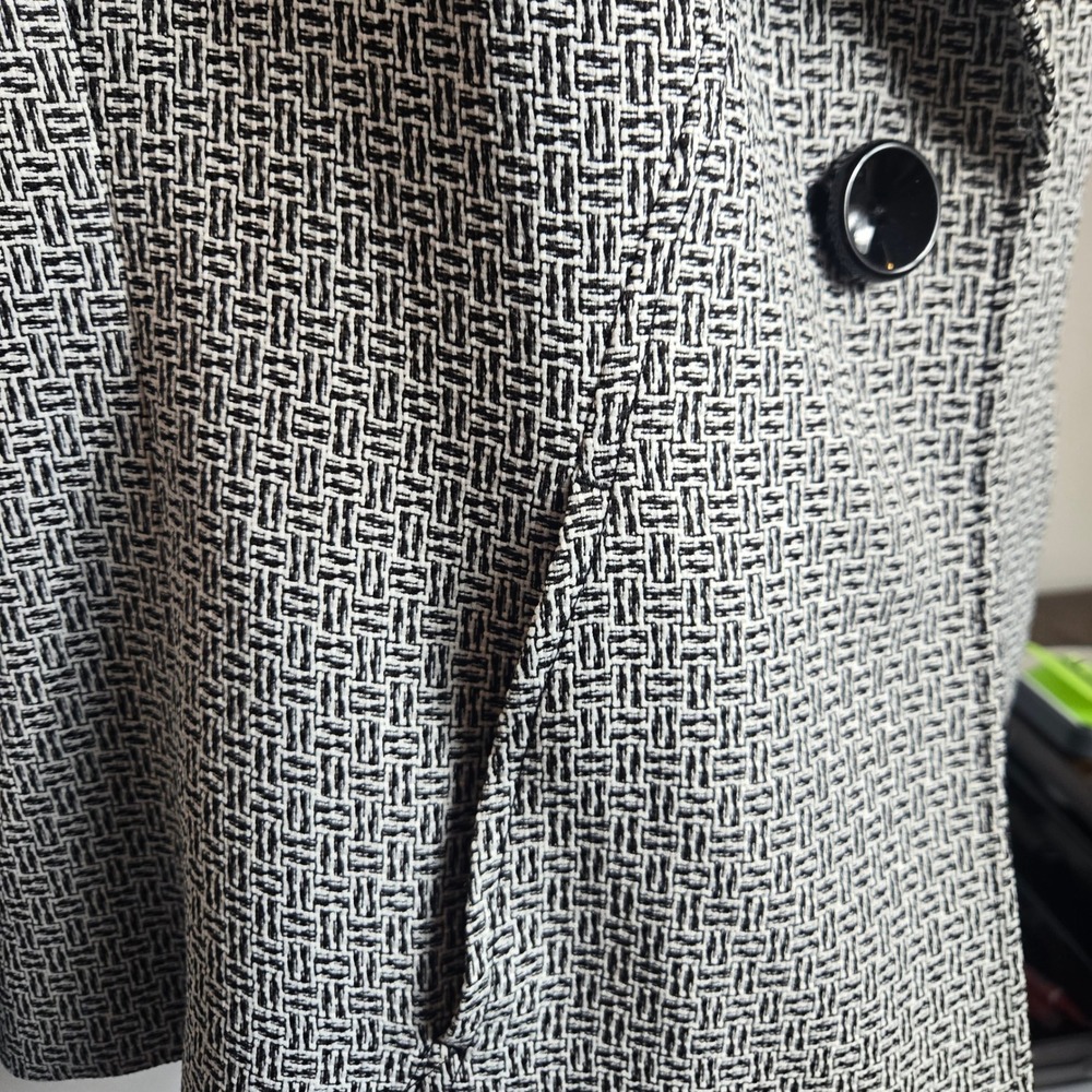 Evan-Picone Blazer Jacket Womens 18W Black White Basketweave Flare Sleeve - Picture 10 of 10